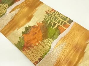 アンティーク　樹木風景模様織り出し袋帯（材料）